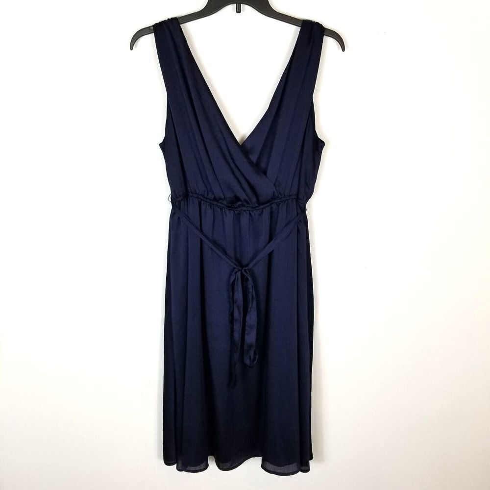Modcloth Women Sleeveless Mini Dress Size‎ 1X Knee Length Navy Belted